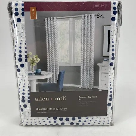 Allen + Roth Shelly Grommet Top Navy Curtain Panel (50 in x 84 in)