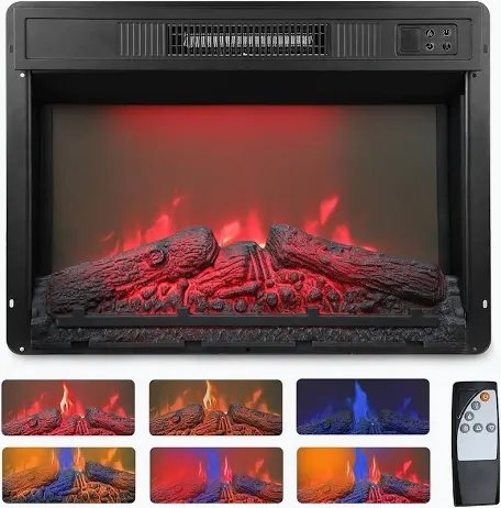 23" Electric Fireplace Insert with Iron & Tempered Glass