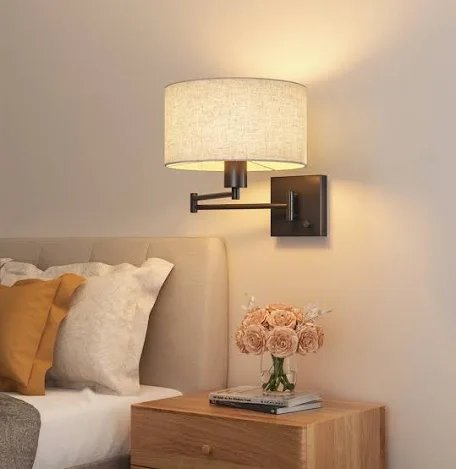 Dimmable Swing Arm Wall Sconce With Bulb Included