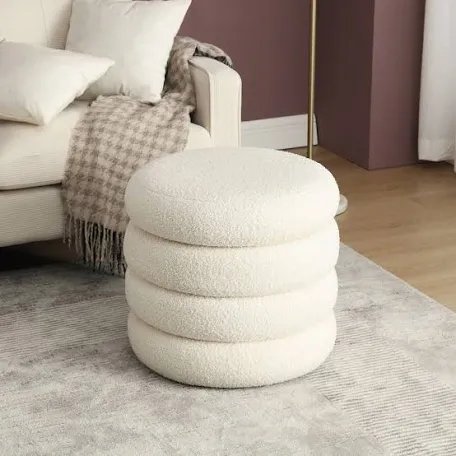 Leiani 20.1" Wide Upholstered Round Storage Ottoman stock photo may not be exact match
