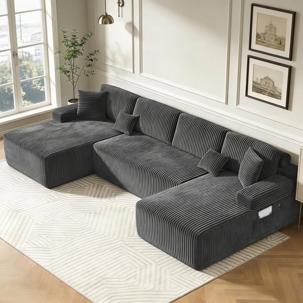 126.2" Modular Couch U-Shaped Cloud Comfort Sectional Sofa