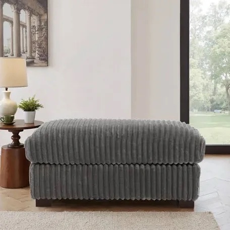 (Missing top cushion)Ermia Modern Upholstered Faux Fur Square Ottoman