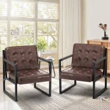 Tufted Leather Armchair in Brown