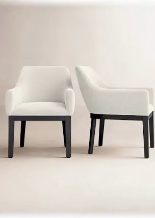 20.5" Seat Height Linen Upholstered Solid Wood Dining Armchair (Set of 2)