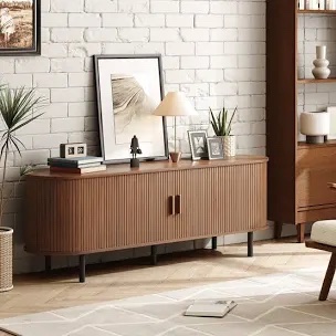 Jalonda Modern Wood TV Stand with Storage and Shelves