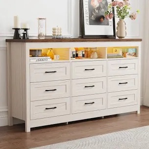 Karlea 63" Farmhouse 9 Drawer Dresser / TV Stand