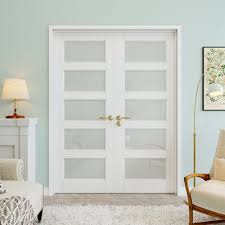 5-Lite Frosted Glass Double Doors, French Doors Slab Replacement, Privacy Glass Door Slab, Paintable & Waterproof, Suit for Pantry Door, Laundry Door, Closet Door, Room Door, Home Office Door