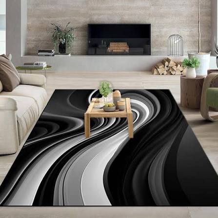 1PC Modern Abstract Wavy Stripe area rugs for Living Room, Soft and Comfortable, Suitable for all seasons, easy-to-maintain, machine washable Indoor floor mat, Under Table Farmhouse suitable for dining table, coffee table