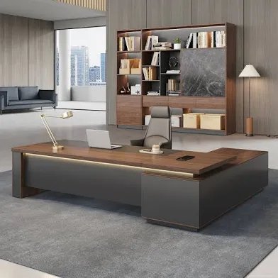 L-Shaped Executive Office Desk With Drawers (box 1 of 2)