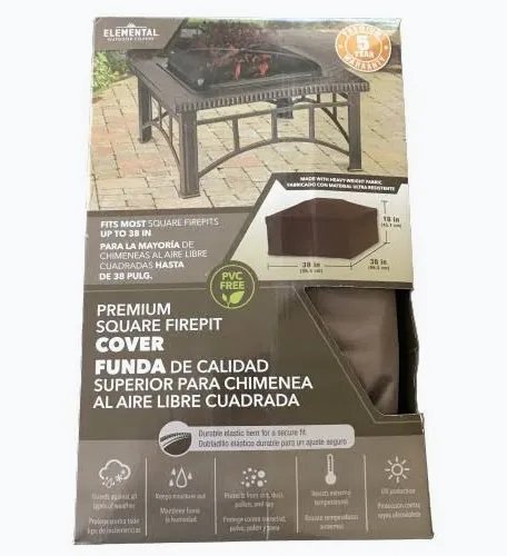 Elemental Premium Square Firepit Cover - 38 inch