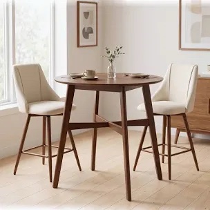 Mid-Century Modern 35.4" Round Wood Table