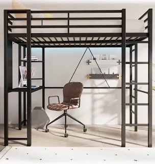 Wayfair Femke Loft Bed with Desk and Bookcase