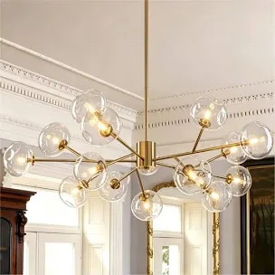 Burness 15-Light Sputnik Modern Linear Glass Bubble Dining Chandelier
