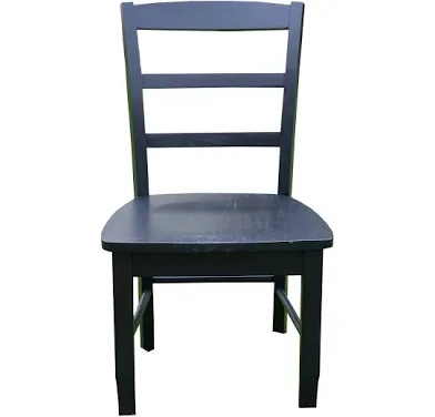 (Set of 2) Menchen Solid Wood Ladder Back Side Chair in Black