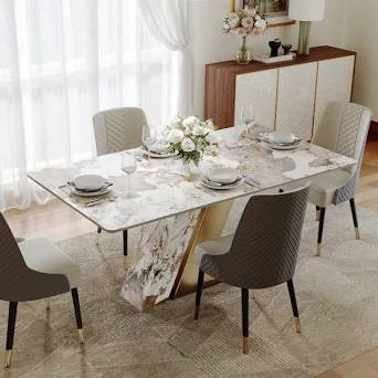 Rectangular Stone Pedestal Dining Table Top