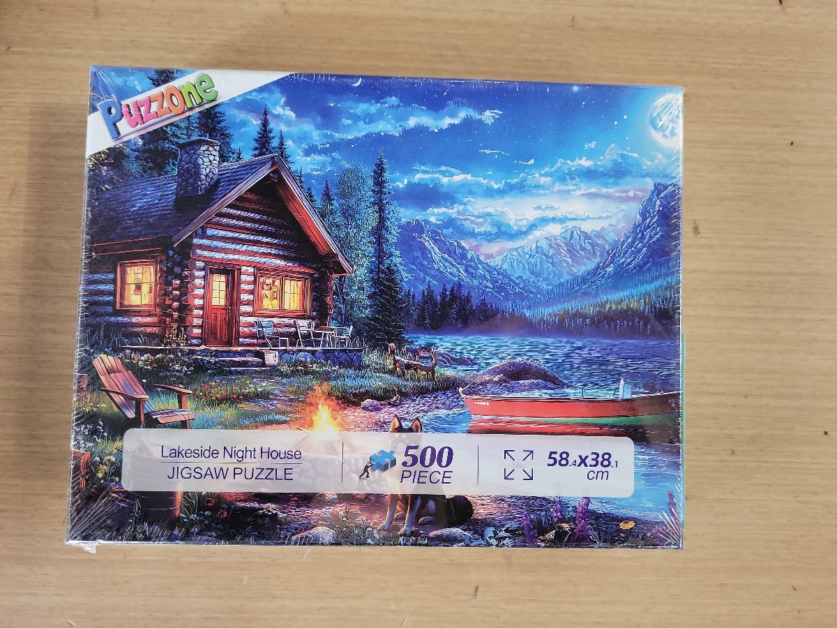 Puzzone Lakeside Night House 500 Piece Jigsaw Puzzle