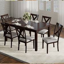 7-Piece 60" Dining Table Set With 6 Upholstered Chairs, Farmhouse Solid Wood Dinner Table & Chairs Set For 6, For Dining Room, Kitchen, Restaurant