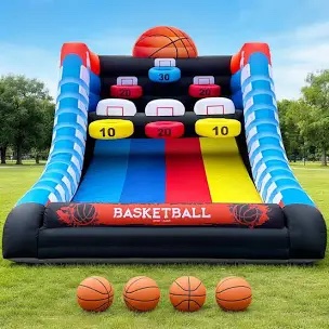 Inflatable Basketball Hoop 10' L x 13' W x 10' H, Oxford Inflatable Basketball Game with 4 Balls & Air Blower, Easy Setup Inflatable Games for Indoor/Outdoor Events, Carnivals, Backyard