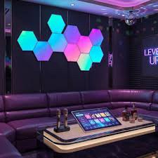"Dynamic Effects Smart Hexagon Panels,Set Of 10 Hexagonal Light Panels; Smart Led Wall Lamps Compatible With App And Remote Control "