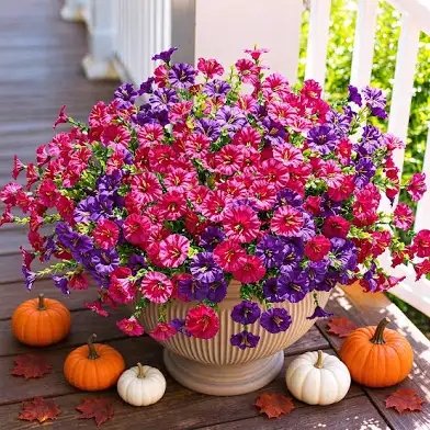 Dronside 12 Bundles Artificial Flowers for Porch Planter Urn Patio