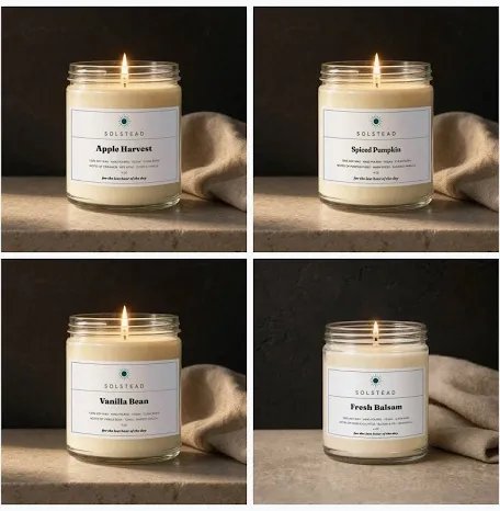 Spotless Candles Aromatic Soy Wax Blend Candles Set of 4 vanilla, lavender, pumkin spice, coffee
