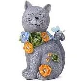 Rose Manor Garden Statue Solar Lights for Mom Grandma (Cute Cats)