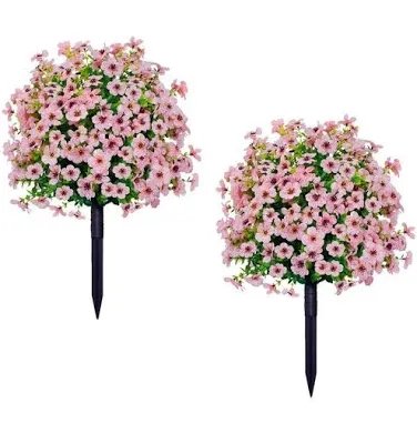 Grooy Artificial Plants Pink for Outside, Front Porch, Patio, Yard