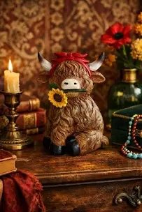 Highland Cow Decorative Resin Statue