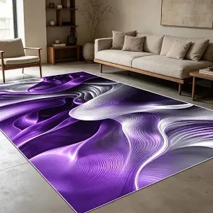1PC Abstract Purple Black Silver Swirl Fluid Art area rugs for Living Room, Soft and Comfortable, Suitable for all seasons, easy-to-maintain, machine washable Indoor floor mat, Under Table Farmhouse suitable for dining table, bedroom, entryway, home