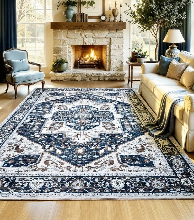 Area Rug 2x5 Blue Washable