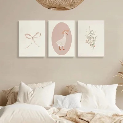 3Pcs Girls Nursery Canvas Wall Art Home Decoration 12x16in