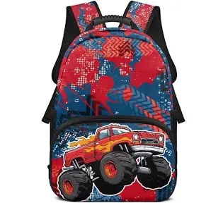 Unbranded Red Monster Truck Print Backpack