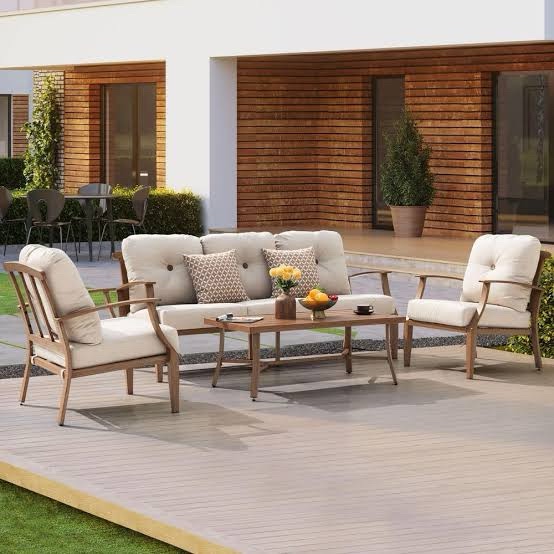 Box 1+2 Aluminium K.D. Sofa Set of 4, Beige - Box 1/2