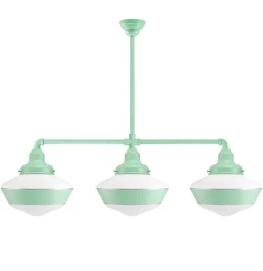 (Stock photo may not be exact match)3-Light Schoolhouse Glass Linear Chandelier