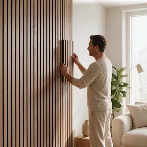 3D Acoustic/Soundproof Wood Slat Wall Panel - 94.5" x 12.6"