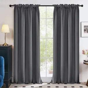 Blackout Curtains Panels Window Treatment Thermal Insulated Solid Gray