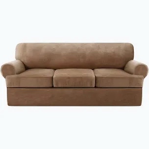 Modern Soft Velvet Plush 4 Piece High Stretch Sofa Slipcover