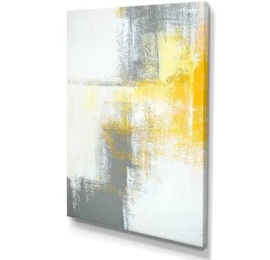 Gray and Yellow Blue Abstract XI Painting Print on Canvas