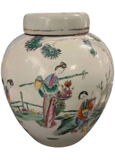 Chinese Porcelain Floral Covered Jar, Famille Rose Style