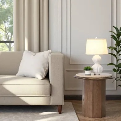 Natural Wood Veneer End Table FM47026NT-E-2