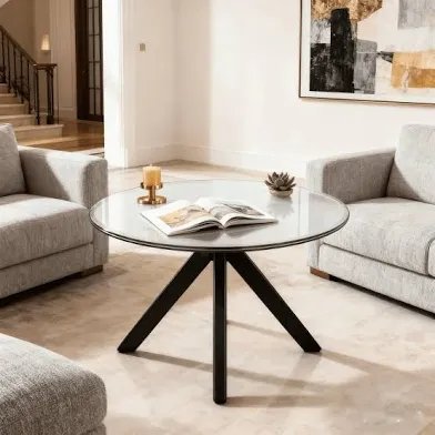 Unbranded table with glass top