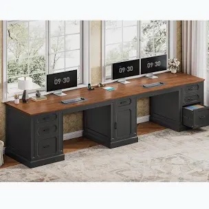 Black+Brown Computer Desk, complete