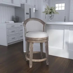HH2 Monae Wood and Upholstered Back Swivel Bar Height Stool