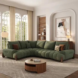 Elegant Mid Century Large Sofagreen