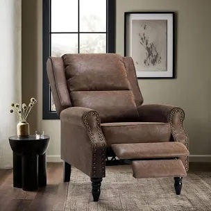 (Incomplete) Faux Leather Recliner Seat Back - Brown Distressed Finish