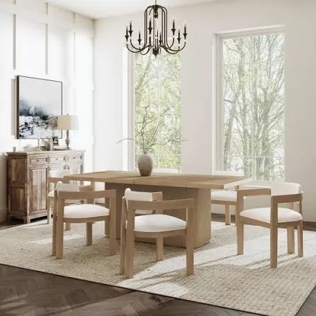 Harkless 7-Piece Mid-Century Modern Dining Set (3 boxes of set) 2 Chairs and table