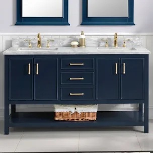 60'' Double Bathroom Vanity Cabinet-navy Bule