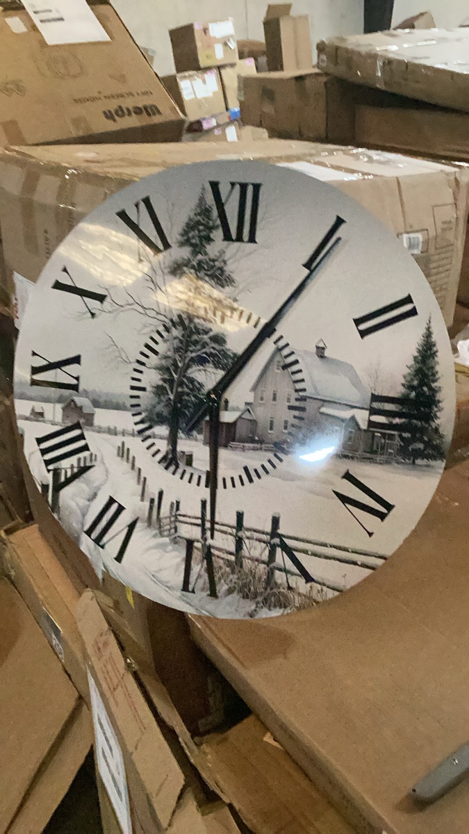 Winter Scene Wall Clock with Roman Numerals