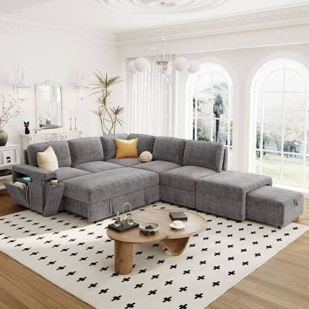 Sectional Sofa Module with Built-in Cup Holders (only part of set)
