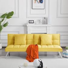 Tufted Velvet Futon - Yellow